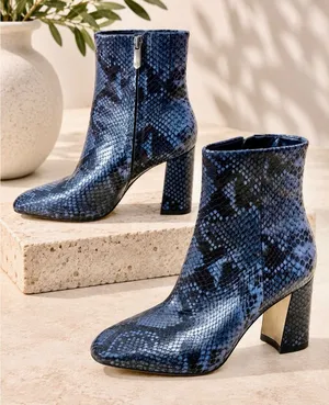 Sam Edelman Womens CODIE leather Navy Ankle Boots Shoes 6.5M snake print thumbnail 1