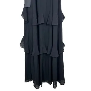 Lulus Black Ruffle Spaghetti‎ Strap Maxi Dress Formal Evening Occasion Chiffon thumbnail 2