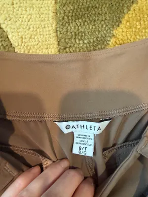 Athleta Women Cardiff Pant Tan Tie Waist Jogger Pants High Rise Size 8 TALL thumbnail 4