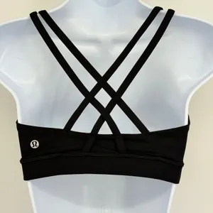 Lululemon‎ Peloton Energy Bra Women 8/M Black Strappy Camo Logo Sports Bra Top thumbnail 4