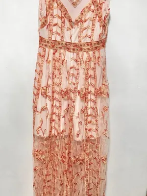 Altar'd State Peach Lace-Embroidered Maxi Dress thumbnail 2