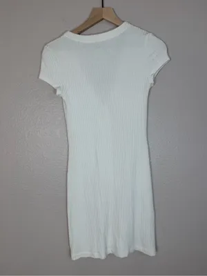 Reformation Ryder Ribbed Mini Dress size Small White $118 thumbnail 10
