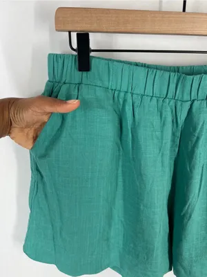 Umgee USA Teal Linen Blend Scallop Hem Shorts Size XL NWT thumbnail 3