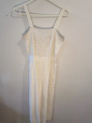 Banana Republic White Lace Eyelet Jumpsuit thumbnail 2