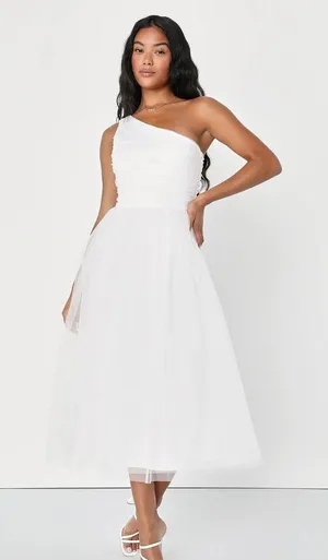 Already Perfect One Shoulder Tulle Dress White thumbnail 1