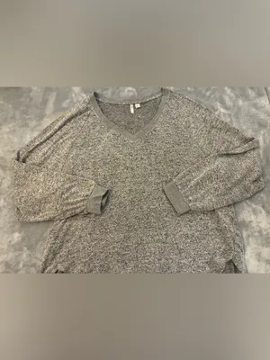 Women’s Cato Brand Soft V-Neck Long Sleeve Tunic - Gray Size X-LARGE thumbnail 3