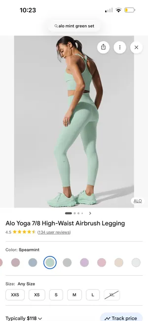 Alo yoga high waisted airlift 7/8 leggings spearmint xs thumbnail 5