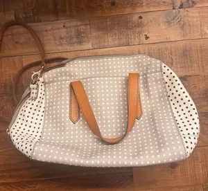 FOSSIL Sydney Polka Dot Canvas‎ Satchel Brown thumbnail 1
