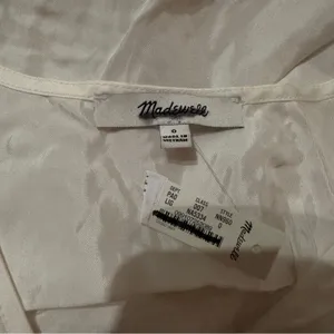Madewell Brushed Ruched-Front Long Sleeve V Neck Top in Lighthouse Sz 0‎ NEW thumbnail 8