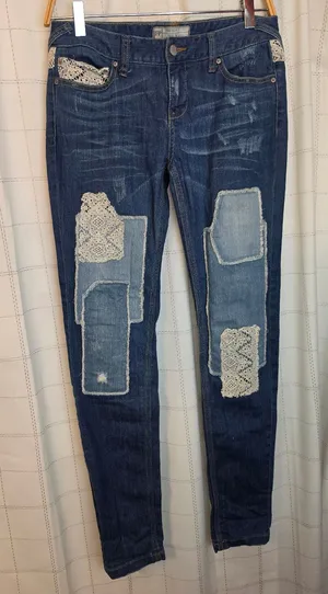 Free People Patchwork Crochet Lace Jeans thumbnail 1
