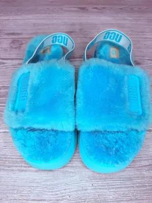 UGG Women's Disco Platform Slide Tide Pool 9 fluffy wool sandals shoes slip on thumbnail 5