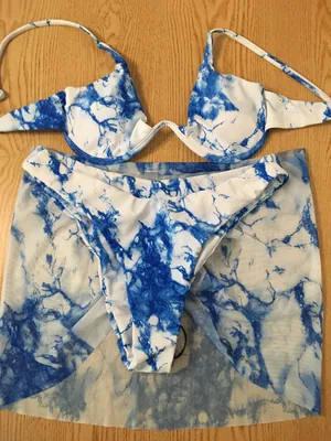 B44 New 3pc Swimsuit Bikini & Sarong Tye Dye Size Medium thumbnail 5