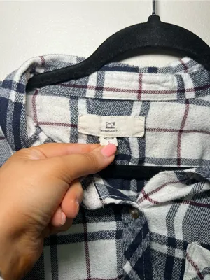 Thread & Supply Navy, White and Gray Plaid Button-Down Shirt thumbnail 2