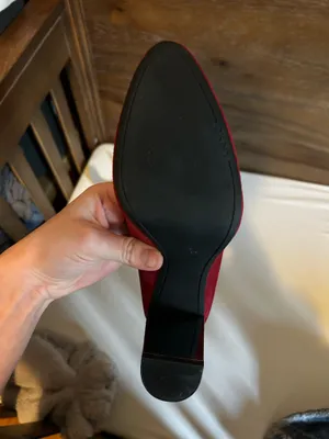 DKNY Red Suede Chunky Block Heels wedding guest shoes  thumbnail 2