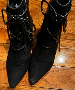 Nine West VTG Y2K Black suede/leather pointed toe with lace Ankle boots 7M thumbnail 8