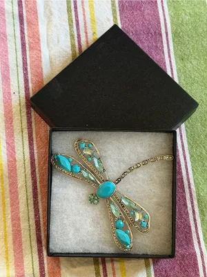 Turquoise Dragonfly Gemstone Brooch - Women's Jewelry thumbnail 3