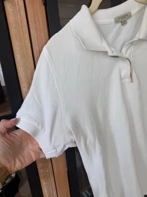 Burberry polo shirt short sleeve top collar cotton plaid trim embroidered logo thumbnail 7