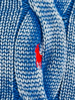 Polo Ralph Lauren blue sunwashed classic cotton cable knit crewneck sweater. XS thumbnail 3