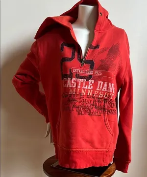 Artisan distressed Castle Danger Red Hoodie size small thumbnail 1