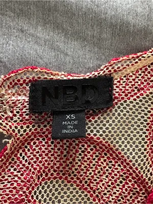 NBD Red Nude Embroidered Lace Mini Dress XS Open Back thumbnail 5