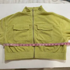 Aerie Green Ribbed Zip Up Cropped Jacket Size M Casual Utility Shacket thumbnail 5