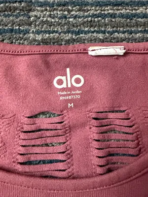 Alo Yoga Wanderer Brave Elements Long Sleeve Top M Dusty Rose Cutout thumbnail 5