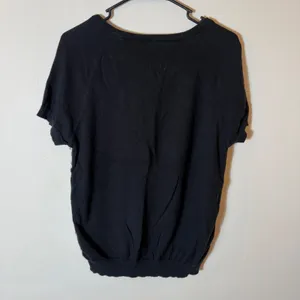 Moth Anthropologie Black Crochet Lace Overlay Short Sleeve Sweater‎ size medium thumbnail 6