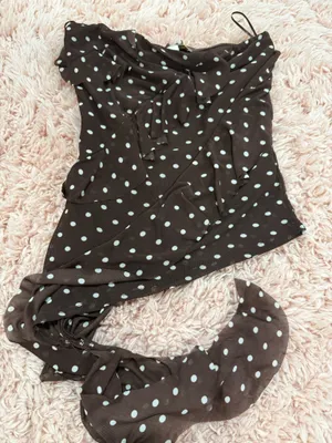 Polka Dot Tube Top Brown Size M thumbnail 1