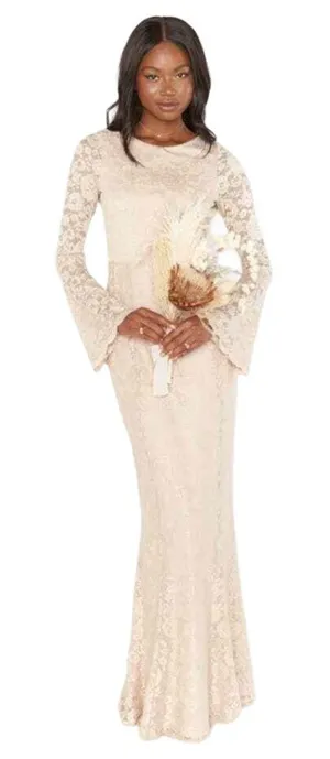 Show Me Your Mumu Natalie Low Back Romantic Lace Bell Sleeve Boho Dress Wedding thumbnail 1