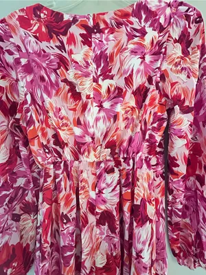Pink Floral Long Sleeve Wrap Maxi Dress small thumbnail 5