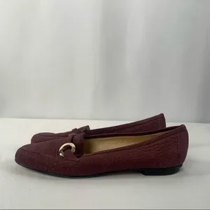Rangoni Croc Embossed Leather Loafers in‎ Eggplant Size 8 thumbnail 4