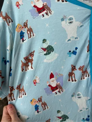 Bamboo Christmas pajamas shirt top short sleeve henley Rudolph santa reindeer thumbnail 4