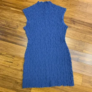 Primark Blue Mini Dress‎ Womens Size Medium Sleeveless Textured Mock Neck Casual thumbnail 3