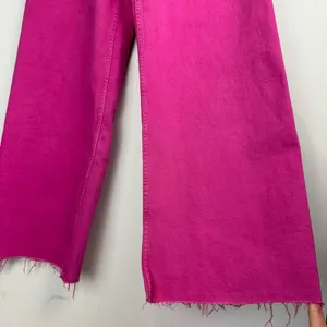 Zara Marine Straight Bright Pink Jeans Sz 2 High Rise Flare Raw Hem thumbnail 10