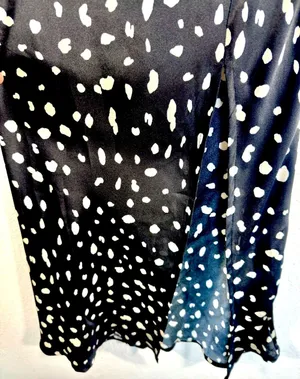 Petal & Pup Off the Shoulder Polka Dot Midi Dress 4 Black White Puff Sleeve Slit thumbnail 3