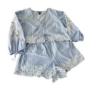Future Collective Alani Noelle Eyelet Poplin Blouse and Matching Shorts Set L thumbnail 1