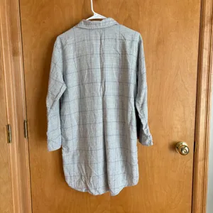 Lauren Ralph Lauren Sleep Shirt Womens Medium Grey Purple‎ Plaid Button Front thumbnail 3