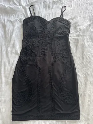 NWT H&M Little Black Dress Emroidery Tank Short Cocktail Going Out Club Mini thumbnail 1