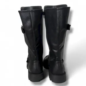 JUSTFAB Breyona Buckled Flat Boot Size 8 Product Description New! Padded insole for extra comfort Material: Faux Leather Heel Height: 1.25" Shaft Height (based on size 8): 10.7" Measurements will vary slightly Imported thumbnail 8