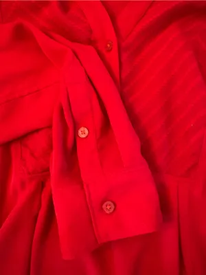 Maeve Anthropologie De Stijl Popover Blouse 10 Red Excellent Chevron V-Neck thumbnail 8