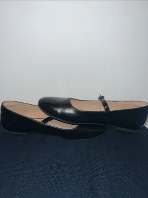 Women's Black Mary Jane Flats with Buckle Strap Size 10 thumbnail 5
