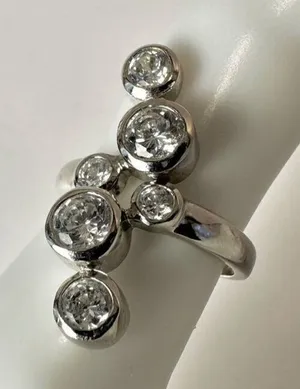 Silver tone rhinestone ring Silver thumbnail 1