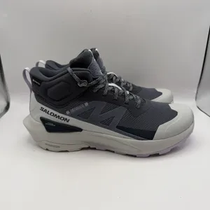 Salomon Elixir Activ Mid Waterproof Hiking Boots Shoes Womens Sz 9.5 Gray White‎ thumbnail 4