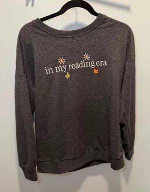 In My Reading Era Graphic Sweatshirt Charcoal Gray Medium Bookish Cozy Casual thumbnail 1