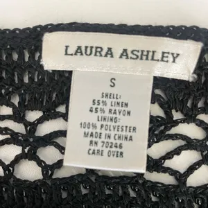 Laura Ashley Black Linen-Blend Crochet Knit Mesh Top thumbnail 8