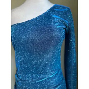 Charlotte Russe Y2K‎ Blue Glitter One Shoulder Bodycon Mini fairy sparkle medium Dress mermaid thumbnail 2