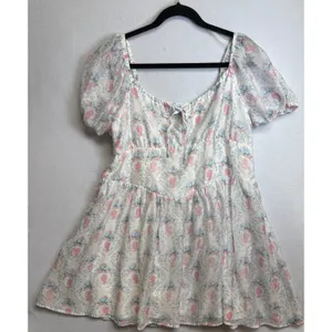 Celebrity Pink Bridgerton Floral Puff Sleeve Babydoll Mini Dress XXL Limited Ed thumbnail 3