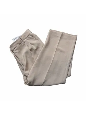 Aritzia Effortless Pant Beige Crepette Cropped Wide Leg Size 14 High Rise Crepe thumbnail 3