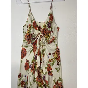 Free People Floral Ruched Ruffle Sleeveless Mini Sundress Ivory Multi Size M thumbnail 5