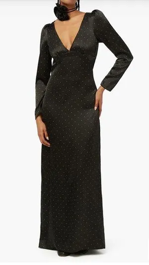 We Wore What Cowl Black Maxi Dress Polka Dot Size 4 NWT Gown thumbnail 1